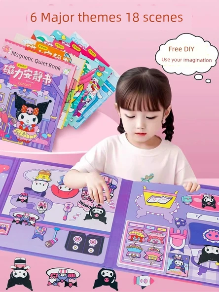 Manyetik Çıkartmalar Sessiz Kitap DIY Oyuncak - Kulomi Yugui Köpek 2'li Paket - 3