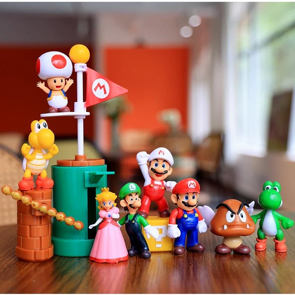 Super Mario Luigi Figür Seti - 4.5-6.5cm - 8 Sahne