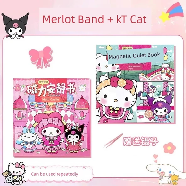 Manyetik Çıkartmalar Sessiz Kitap DIY Oyuncak - Melody kT Kedi 2'li Paket