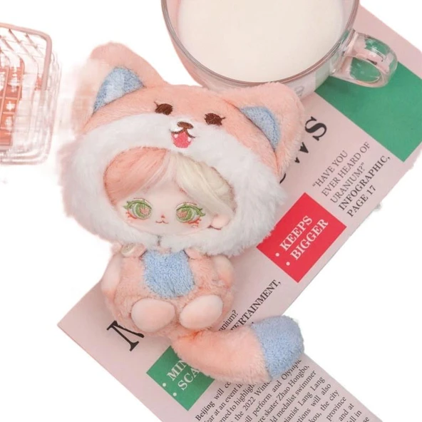 Pamuklu Dokuz Kuyruklu Tilki Bebek 20cm - Çilek Prenses - Rastgele Bebek Etekli - Boneless - 5