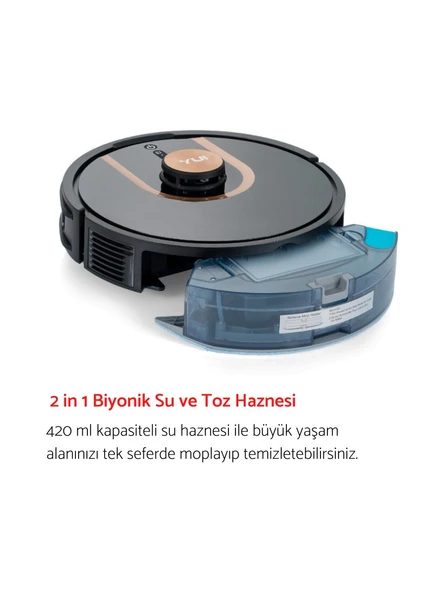 Yui S7 NoMopZone Mop Siyah Akıllı Robot Süpürge - Ambalaj Hasarlı (SIFIR KONDİSYONDA) - Resim 4