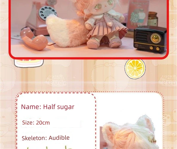 Pamuklu Dokuz Kuyruklu Tilki Bebek 20cm - Braket - Rastgele Bebek Etekli - Boneless - 8