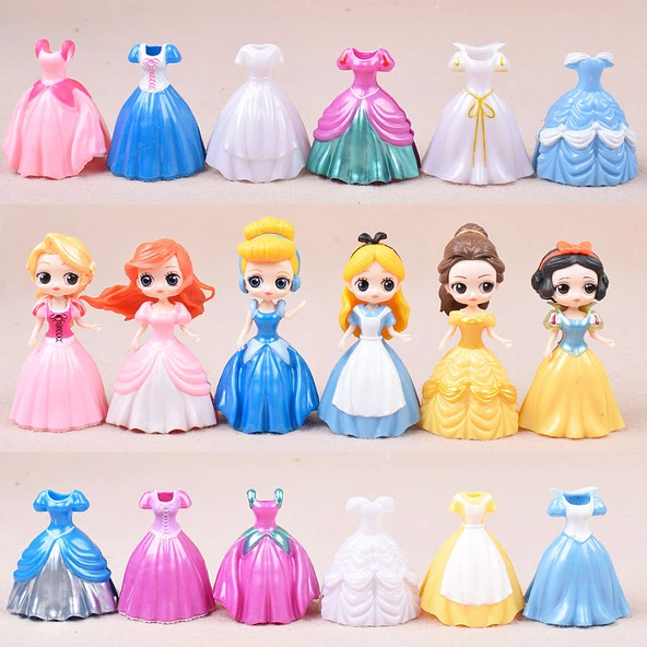 Prenses Bebek - 6 Çiçek Perisi - 18 Elbise - 8cm Çanta - 3