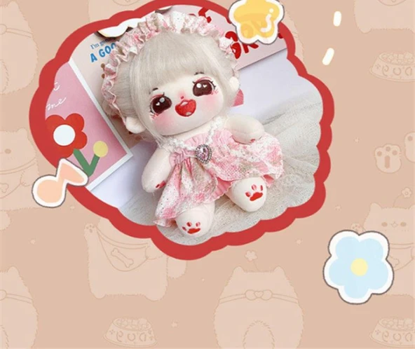 Pamuklu Dokuz Kuyruklu Tilki Bebek 20cm - Çilek Prenses - Rastgele Bebek Etekli - Boneless - 12