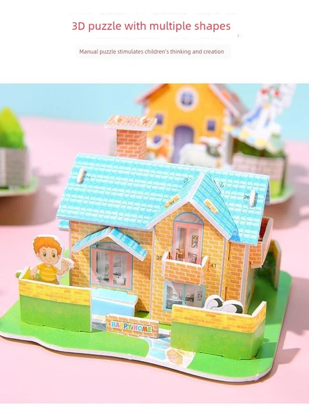 Çocuklar için 3D Puzzle Model Ev DIY Eğitim Oyuncakları - Değerli 100 Tekrar Olmayan Karikatür Puzzle - Böcek + Dinozor + Hayvan + Uçak - 6