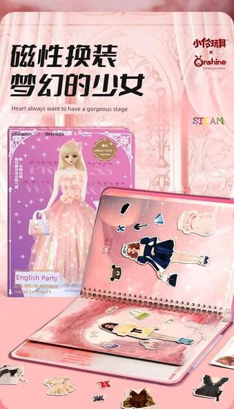 Kızlar için Manyetik Kostüm Çıkartma Kitabı - Ziyi + Koleksiyon Kitabı - 9