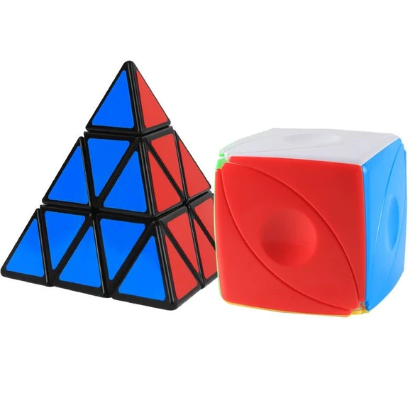 Çocuklar için Manyetik Rubik Küp Seti - Piramit + Akçaağaç Yaprağı
