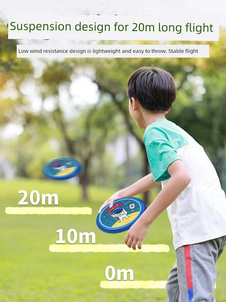 Çocuklar için Güvenli Yumuşak Yapıştırıcı Frisbee Boomerang - 2 Paket Roket Astronot + Uzay Ay İnişi - 20cm - 4