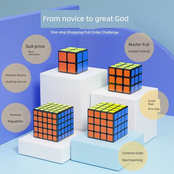 Çocuklar için Manyetik Rubik Küp Seti - Sıralama 3 + Sıralama 4 [Yarışma için] Siyah - 3