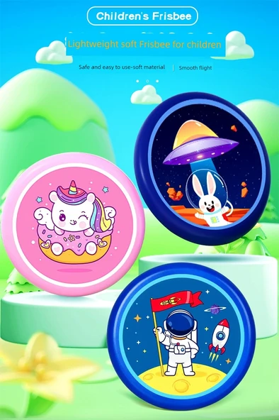 Çocuklar için Güvenli Yumuşak Yapıştırıcı Frisbee Boomerang - 3 Paket Kırmızı Yıldız + Güneş Işığı Tyrannosaurus Rex + Roket Astronot - 20cm - 6