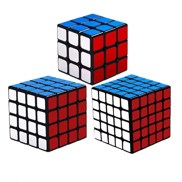 Çocuklar için Manyetik Rubik Küp Seti - Sıralama 3 + Sıralama 4 + Sıralama 5 [Yarışma için] Siyah