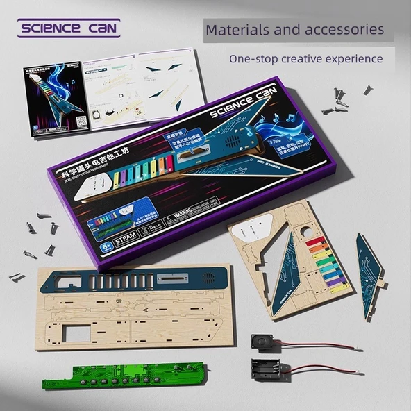 DIY Elektrik Gitar - Pil ve Tornavida Dahil - Çocuklar için - 5