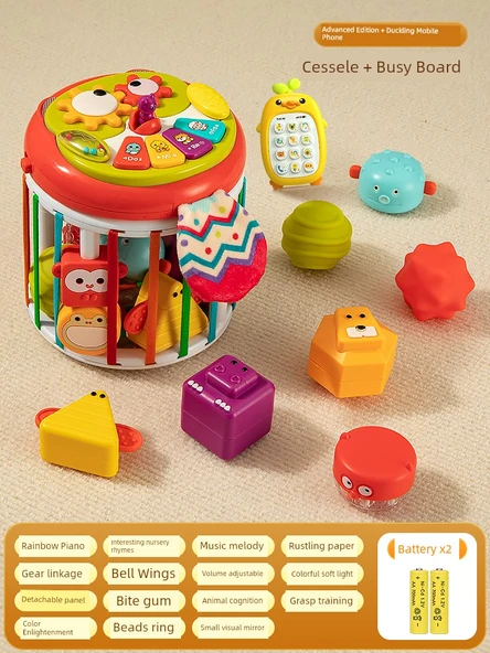 Montessori Kutu Evi - C- Gelişmiş Versiyon + Ördekli Cep Telefonu