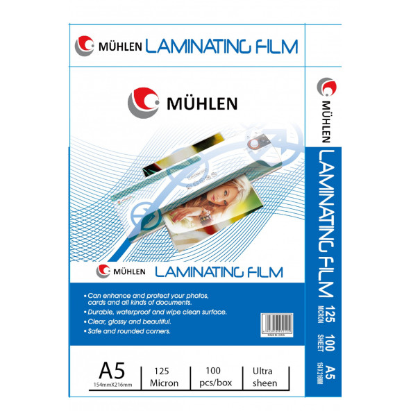 Mühlen Laminasyon Makinesi Filmi 125 Mc A5 1 Paket 100 Adet