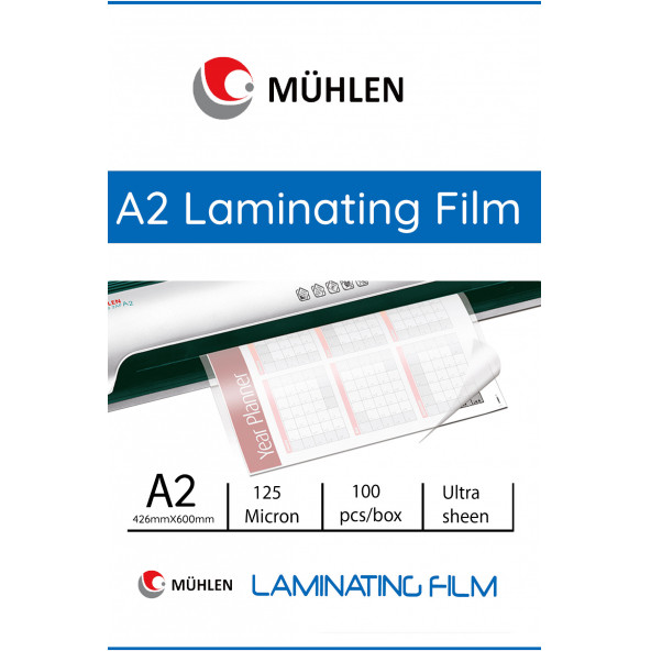 Mühlen Laminasyon Makinesi Filmi 125 Mc A2 1 Paket 100 Adet