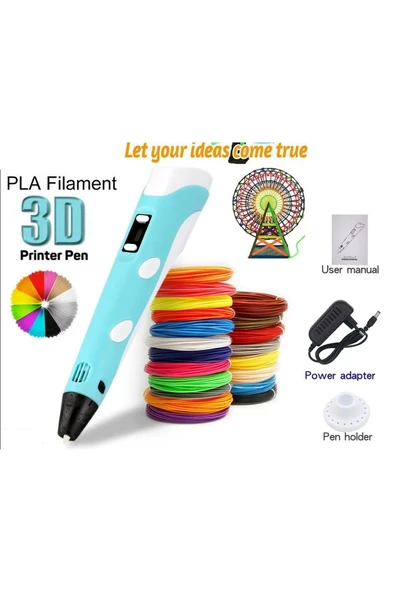 Karışık 3d Pen 3 Boyutlu Yazıcı Kalem 3 Renk X 3 Metre Filament 3d Printing Pen