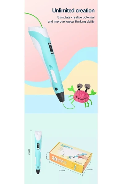 Karışık 3d Pen 3 Boyutlu Yazıcı Kalem 3 Renk X 3 Metre Filament 3d Printing Pen - Resim 4