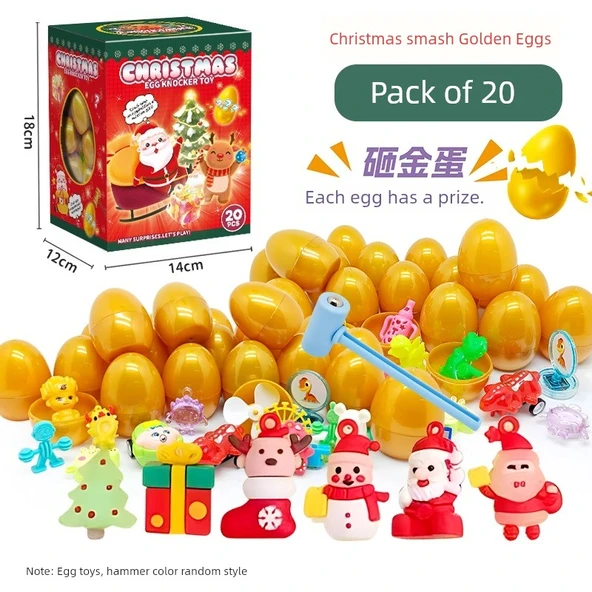 Deniz Çocukları Kırmızı Yumurtalar Kırma Oyuncağı - Noel 20 Paket Kırma Altın Yumurtalı
