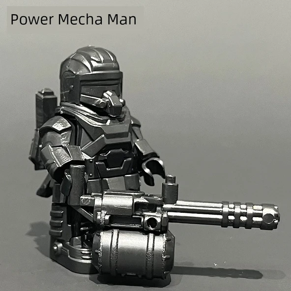 Lego Uyumlu Güç Mecha Yapı Blokları Seti - Siyah - Güç Mecha + Gatling + Omuz Tüfeği + Enerji Pili
