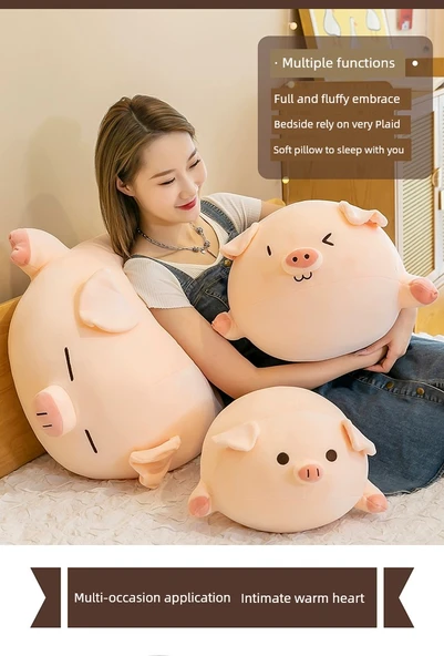 Pembe Peluş Domuz Oyuncak - 81cm - 12