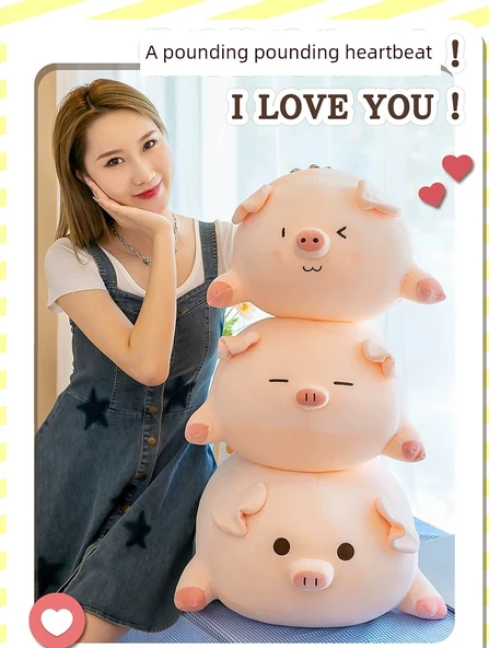 Pembe Peluş Domuz Oyuncak - 81cm - 7