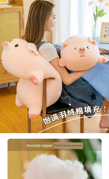 Sevimli Dudu Domuz Peluş Oyuncak - Sevimli İfade - 61cm - Model 1 - 10