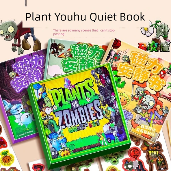 Bitkiler ve Zombiler Magnetik Çıkartmalı Sessiz Kitap - Yönetici Tavsiyesi - Tam Set 6 - Gölet + Villa + Avlu + Buzul + Mısır + Hibrit Versiyon - 3