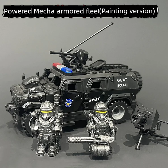 Lego Uyumlu Güç Mecha Yapı Blokları Seti - Savaş Hasarı Boyama Versiyonu - Güç Mecha Zırhlı Takım/2 Kişi + Dönme Gatling