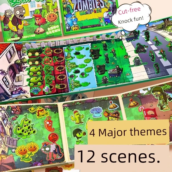 Bitkiler ve Zombiler Magnetik Çıkartmalı Sessiz Kitap - Yönetici Tavsiyesi - Tam Set 6 - Gölet + Villa + Avlu + Buzul + Mısır + Hibrit Versiyon - 4
