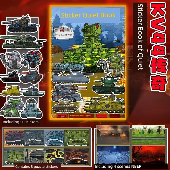 Tank Savaşları DIY Manyetik Sessiz Kitap Bulmacası - İki Paket [Devil King Tank + Stalin Robot] - 3