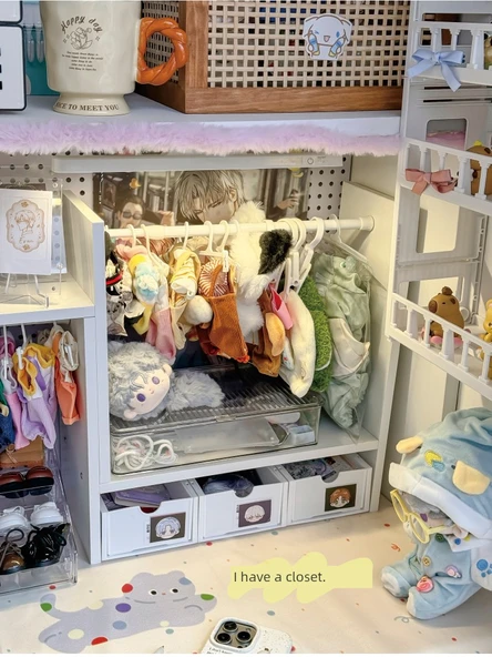 20cm Pamuklu Bebek Elbisesi Depolama Askısı - Beyaz Küçük Çekmece 3 Paket - 10