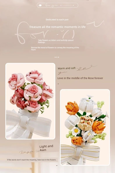 Ay Işığı Kulübü Yapı Blokları Buket Fotoğraf Çerçevesi DIY Oyuncak Hediyesi - Yıldız Dilek Parmak Yüzük Kutusu Romantik Yazı - Resim 6