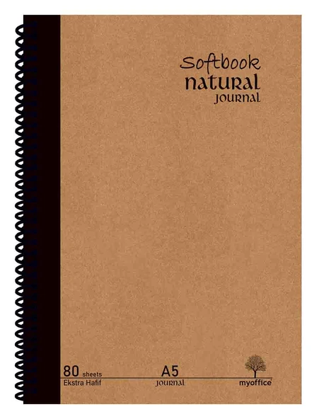 Natural Journal A5 Defter Sert Kapak 160 Sayfa, Spiralli 80 yp. KARELİ