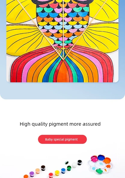 DIY Bambudan Roket Uçurtma Kiti - 60m İp, 6 Renk Pigment Kalem - 80x42cm - 11