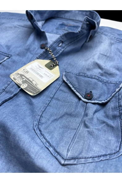 Slim Fit Nefes Alan Ince Terletmez Saf Pamuk Kumaş Kısa Kol Kot Gömlek - 2