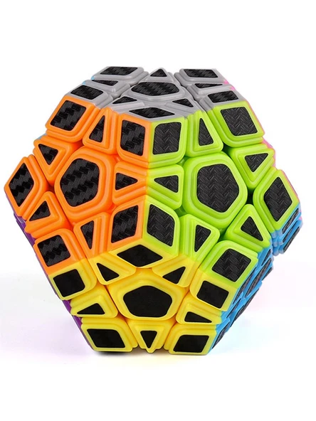Karbon Fiber Piramit Küp Üçüncü Sıra Özel Şekilli Megaminx Küp - Karbon Fiber Beş Rubik Küp + Taban-Rubik Küp Kitabı - 6
