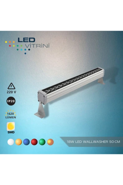 Seçer Aydınlatma 18w Led Wallwasher 50 Cm Mavi Renk