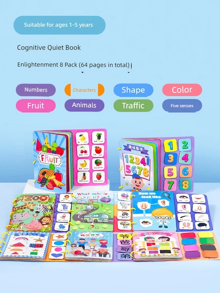 Montessori Sessiz Kitap - Derin Mor (Tam Set) - 8 Kitap