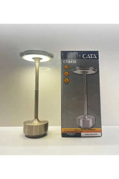 Cata CT-8438 Toronto Şarjlı 3 Renk Dokunmatik Masa Lambası Silver