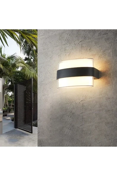 Cata 12 W Gozo İki Yönlü Led Duvar Aplik - Gün Işığı (3000K) - Siyah - IP54 - CT-7044