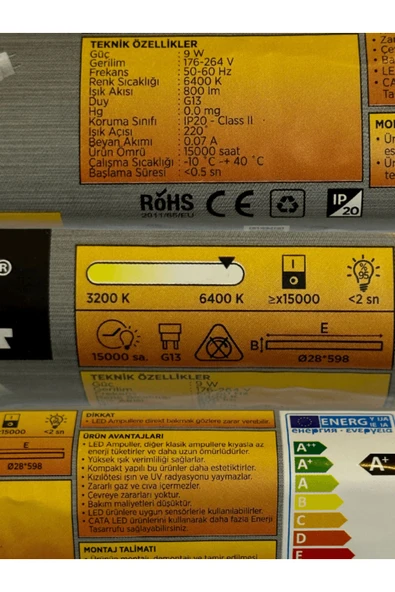 Cata CT-4223 9W 6400K (Beyaz Işık) G13 Duylu Led Floresan (10 Adet) - 3