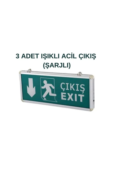 Cata Acil Çıkış Exıt Led Armatür (3 Adet) Aşağı Yön (şarjlı) - 2