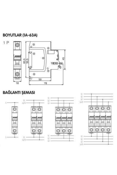 VİKO 3 X 20A 4.5KA OTOMATİK SİGORTA B TİPİ (4VTB-3B20) - 4