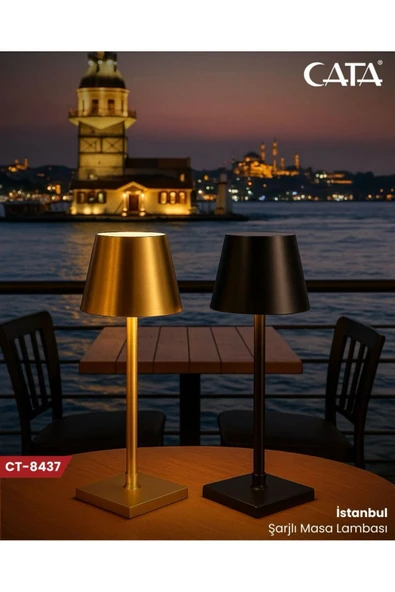 Cata İstanbul Masa Lambası Gold Renk Ct-8437