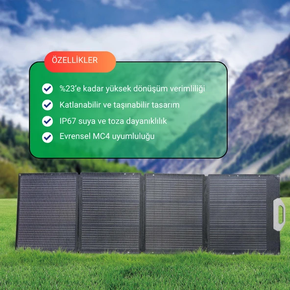 100W Katlanabilen Taşınabilir Yüksek Verimli Güneş Enerjisi Şarj Paneli - Resim 3