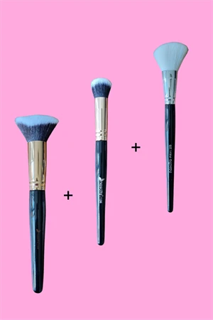 Nascita Profesyonel Oval Yapılı Kapatıcı Fırçası 136+3d Kabuki Fondöten Fırçası 0150+253 Allık Fırçası Set Sünger Hediyeli - 2