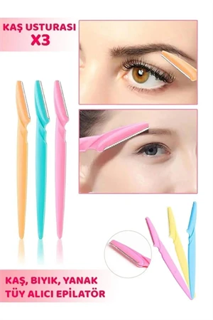 UNİSEX Kaş Usturası, Yüz Jileti, Kadın Jileti Epilasyon 3'lü Ustura ürün görseli 1
