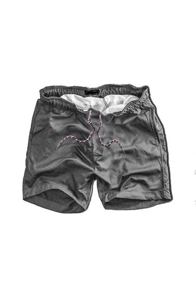 Slim Fit Su Itici Kumaş Fileli Deniz Şortu---gri---