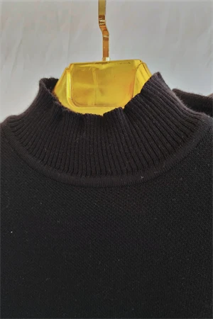 Premium Kumaş Kadın Siyah Havlu Kalp İşleme Detay Triko Kazak Pantolon İkili Takım - 3