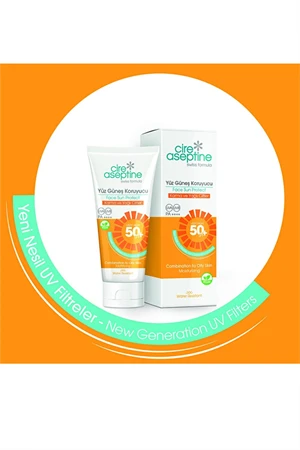 Cire Aseptine Yüz Güneş Koruyucu Krem SPF 50+ – Karma ve Yağlı Ciltler İçin, Matlaştırıcı Etki, 50 ml ürün görseli 1